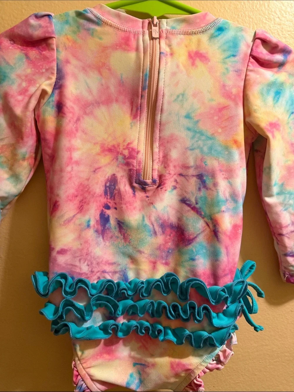 Posh Peanut Tie-Dye Long Sleeve One-Piece swimsuit- Pink, Blue, Yellow